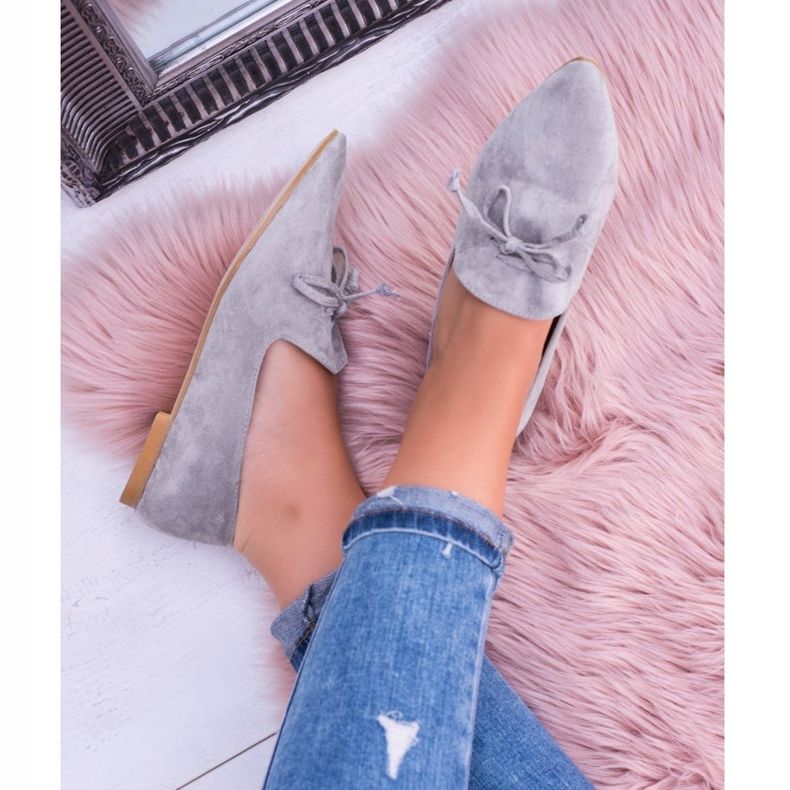 Lu Boo Gray Ballerinas In Lords Spitz Suede Feliciano grey 1