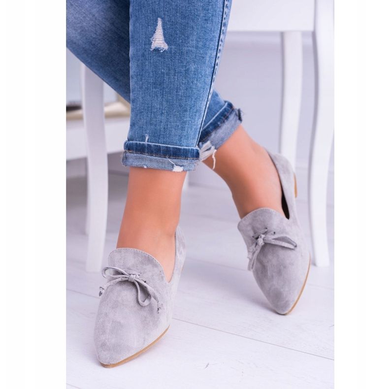 Lu Boo Gray Ballerinas In Lords Spitz Suede Feliciano grey 2