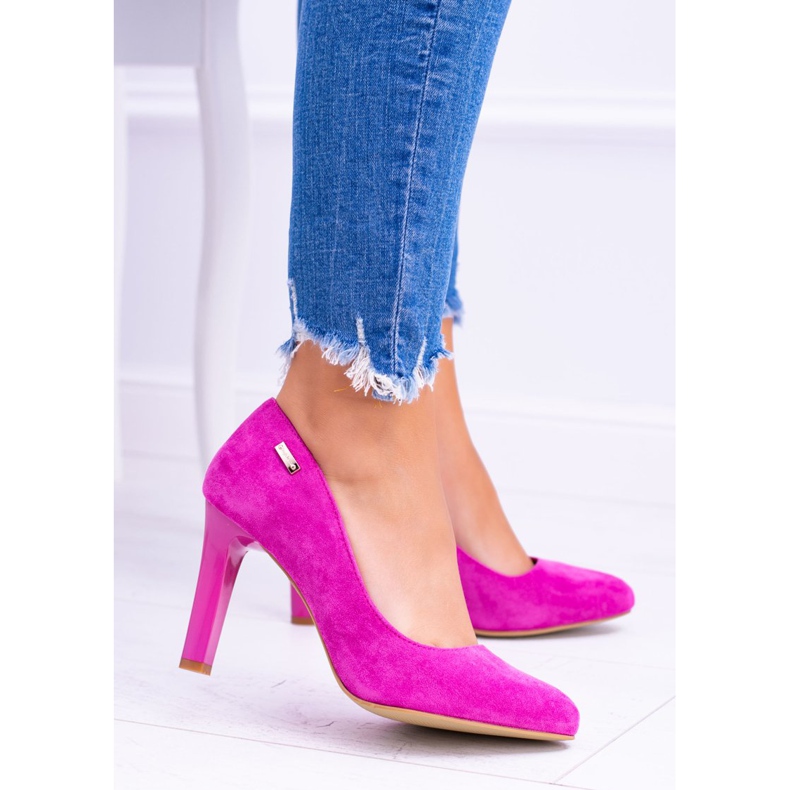 Women's Pumps On a Heel Suede Fuchsia Sergio Leone Campbell pink 1