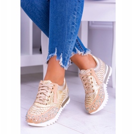 Golden Women's Sport Shoes With Sequins Lu Boo Infinitiale 1