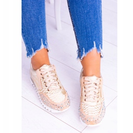 Golden Women's Sport Shoes With Sequins Lu Boo Infinitiale 2