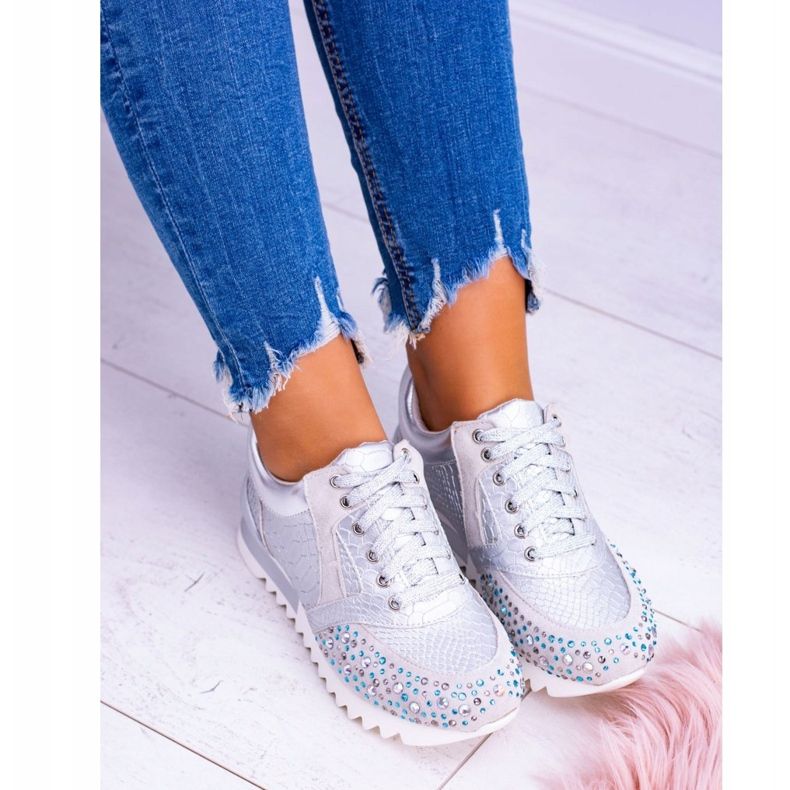 Silver Women's Sport Shoes With Sequins Lu Boo Infinitiale grey 2