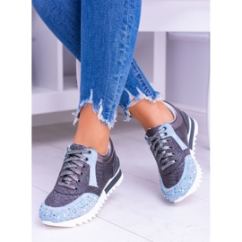 Blue Women's Sport Shoes With Sequins Lu Boo Infinitiale 1