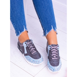 Blue Women's Sport Shoes With Sequins Lu Boo Infinitiale 2