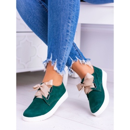 Butmil Green Leather Women's Loop Sneakers 1