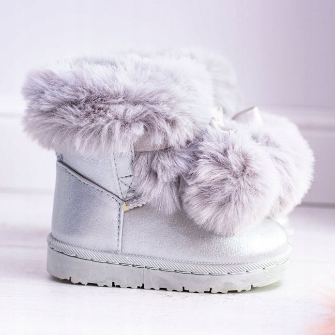 FRROCK Szare Warmed Children's Youth Snow Boots Roofy grey 2