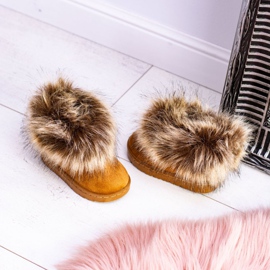 FRROCK Children's Snow Boots With Fur Camel Small Fox brown 1