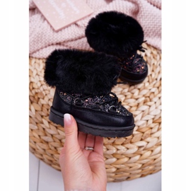 FRROCK Warm Children's Snow Boots With Fur Black Crystal Fox 1