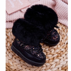 FRROCK Warm Children's Snow Boots With Fur Black Crystal Fox 2