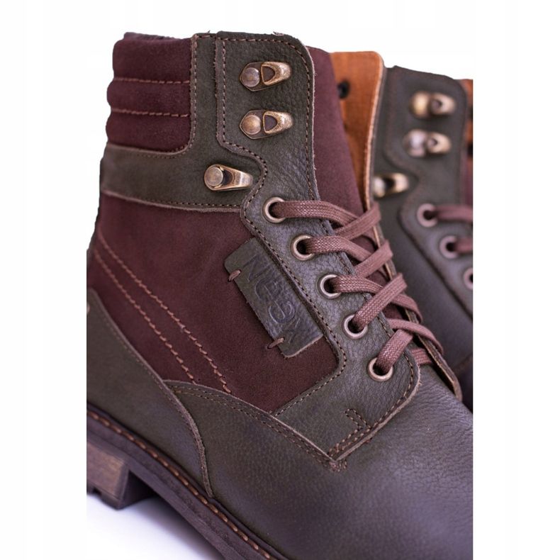 Neex Olive Leather Men's Warm Boots Grigor brown green 2