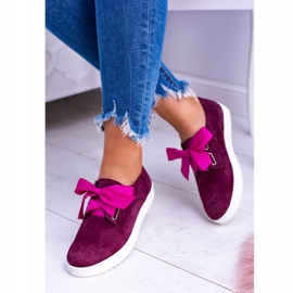 Butmil Maroon Leather Women's Loop Sneakers red 1