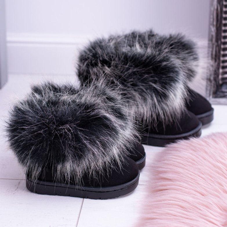 FRROCK Children's Snow Boots With Fur Black Small Fox 1