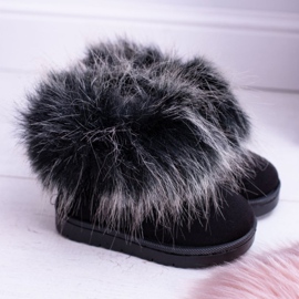 FRROCK Children's Snow Boots With Fur Black Small Fox 2