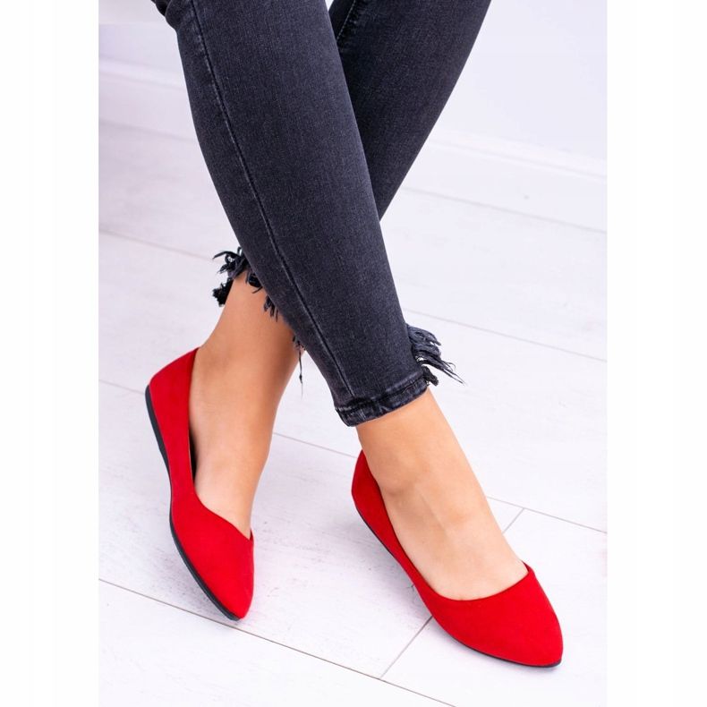 PS1 Red Women's Ballerinas Suede Dermeno 2