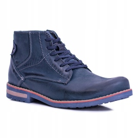 Leather boots for men With a zipper Komodo 731 navy blue 1
