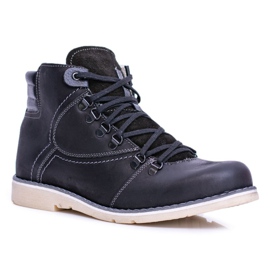 Leather Men's Warm Boots Black Komodo 733 1