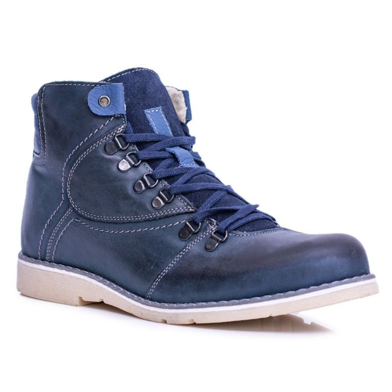Men's Warm Leather Boots Navy Komodo 733 navy blue 1