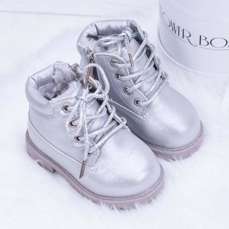 FRROCK Children's Silver Insulated Trappers Dexter Boots 2 FRROCK Children's Silver Insulated Trappers Dexter Boots 2