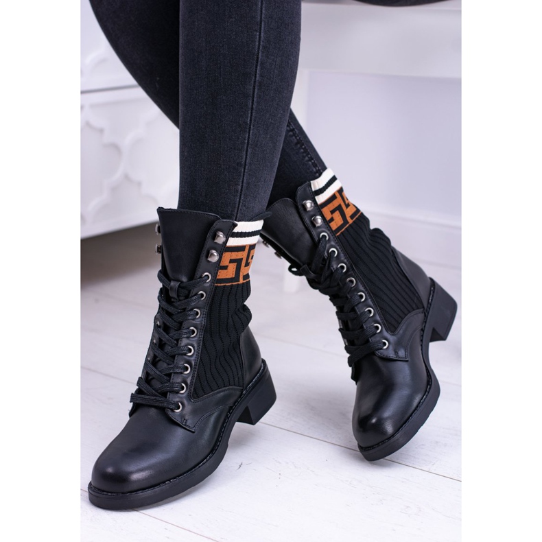 Women's Black Herse Sock Boots 1