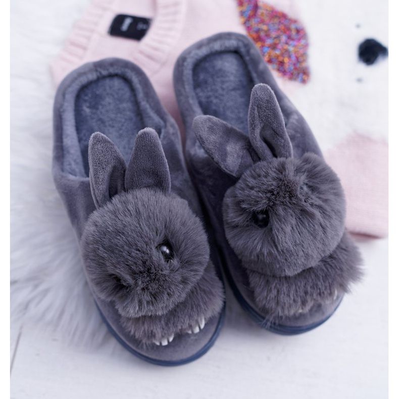 Women's Classic Slippers With Rabbit Gray Howi grey 1