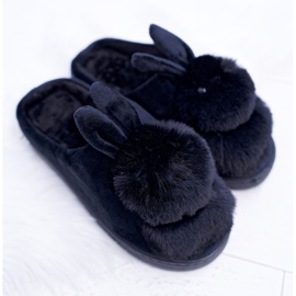Women's Classic Slippers With A Rabbit Black Howi 1