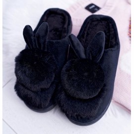 Women's Classic Slippers With A Rabbit Black Howi 2