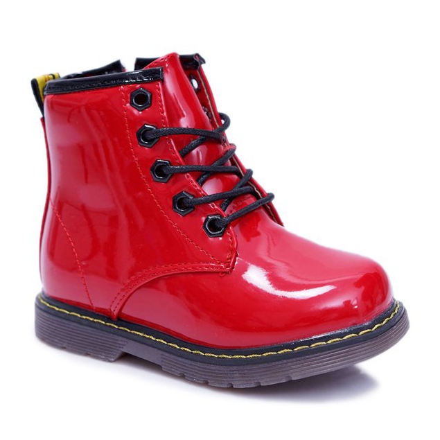 Children's Boots Warmed With Fur Lacquered Red Debi Boots 1