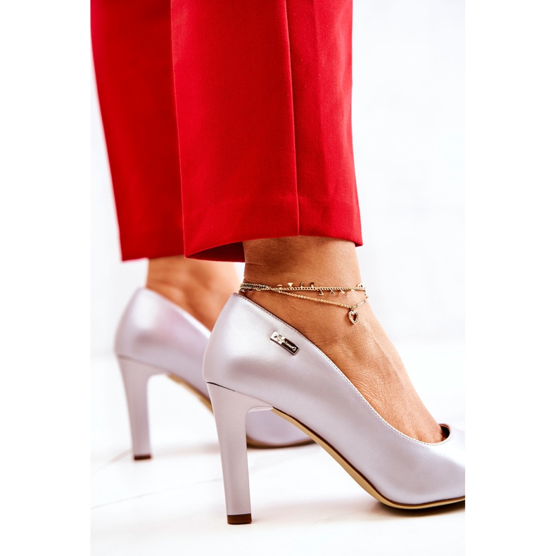 Women's Pumps Pearl Silver on a Pillar Sergio Leone Campbell grey 1