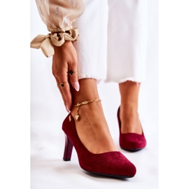 Women's pumps Sergio Leone Burgundy Suede Orsola red 1