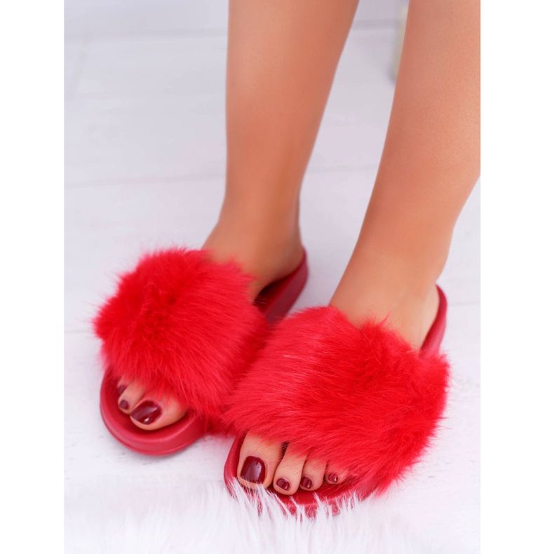 Women's Slippers With Fur Red Fur 1 Women's Slippers With Fur Red Fur 1