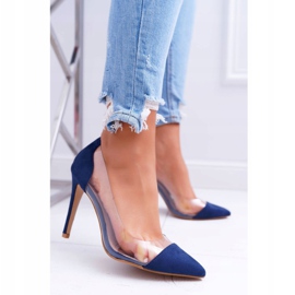 NFR Transparent Women's Stilettos with Spitz Navy Blue Live 2