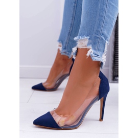 NFR Transparent Women's Stilettos with Spitz Navy Blue Live 1