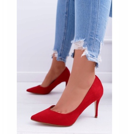 FB1 Women's Suede Stilettos In Spitz Red Cream 1