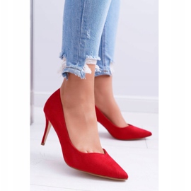 FB1 Women's Suede Stilettos In Spitz Red Cream 2