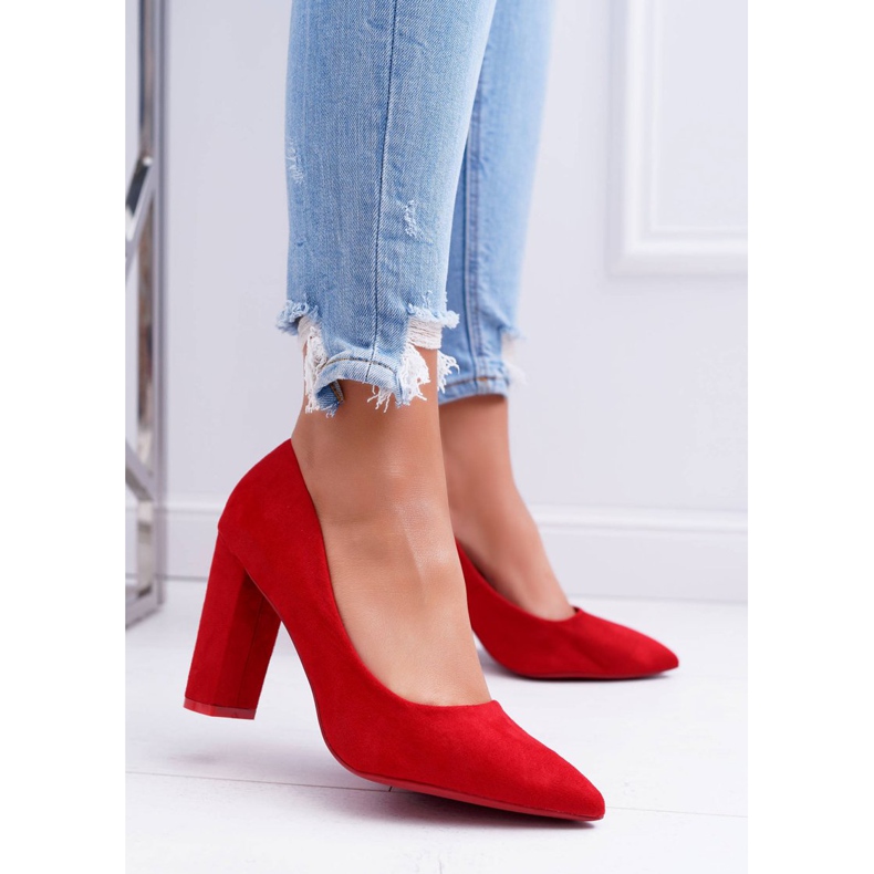 SEA Women's Pumps On A Heel Suede Red Strawberry 1