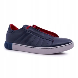 Bednarek Polish Shoes Men's Brogues Bednarek Sport Leather Shoes Without Mesh Navy Blue Geos 1