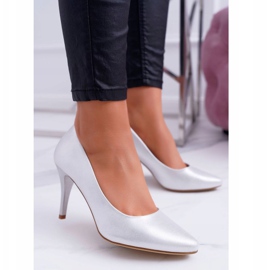 Women's Stilettos Sergio Leone 1399 Silver Greca grey 1