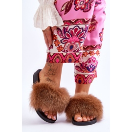 BM Women's Slippers with Natural Fur Brown Naturis 1 BM Women's Slippers with Natural Fur Brown Naturis 1