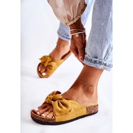 NFR Women's Yellow Slippers On The Cork Bow Wendy 1