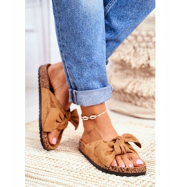 PS1 Women's Brown Slippers With A Bow Wendy Cork 2 PS1 Women's Brown Slippers With A Bow Wendy Cork 2