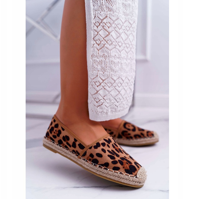 NFR Women's Espadrilles Suede Leather Leopard Jungle brown 1