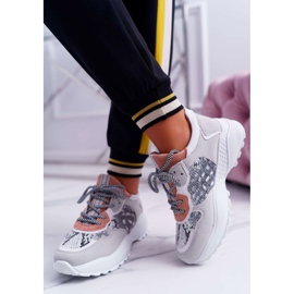 NFR Women's Sport Shoes High Sole Pink Snake Skin Chillout grey 2