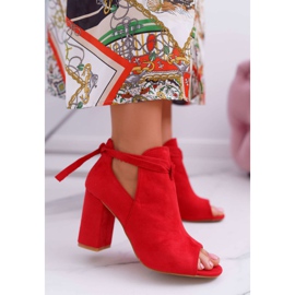 Vinceza Red Booties Sandals On A Bar Open Toes Grays 1