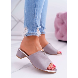 Vinceza Women's Classic Elegant Slippers On A Block Gray Demea grey 2