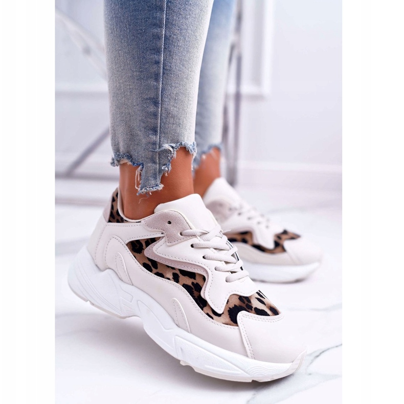 FJ1 Women's Sport Shoes Beige Leopard Mezeno white brown 1