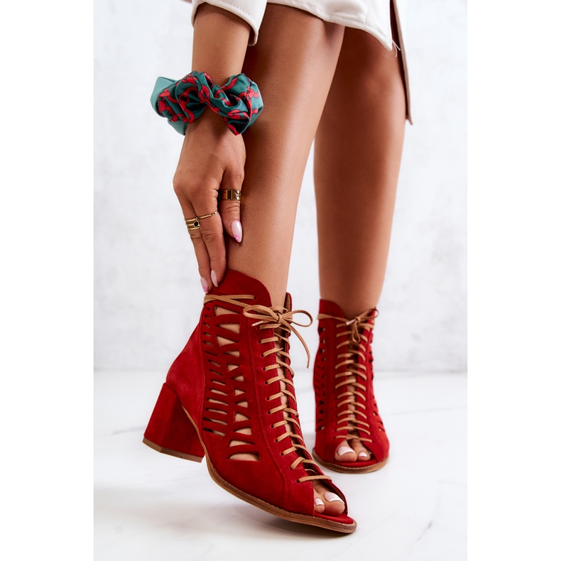 Women's Suede Leather Maciejka Red 04040-08 1