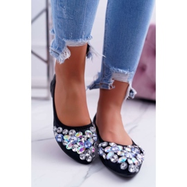 PS1 Women's Ballerinas with Black Crystal Stones 1