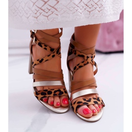 FE1 Elegant Women's Sandals On A High Heel With Villey Belts brown 2
