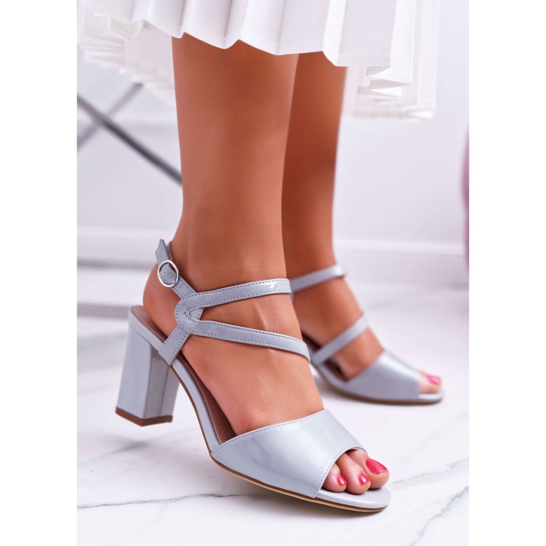 Women's Sandals On High Heel Sergio Leone SK844 Lacquered Gray Tres grey 1