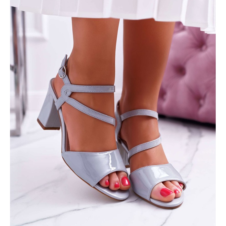 Women's Sandals On High Heel Sergio Leone SK844 Lacquered Gray Tres grey 2